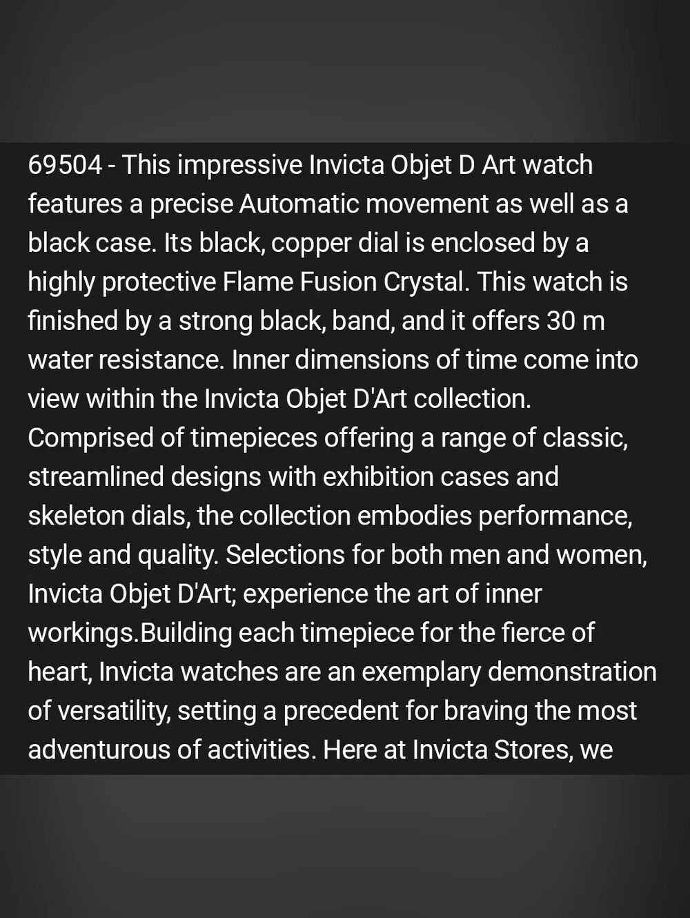 Invicta Objet D Art Excelsior Automatic Mens Watch Skeleton Dial 43mm Black